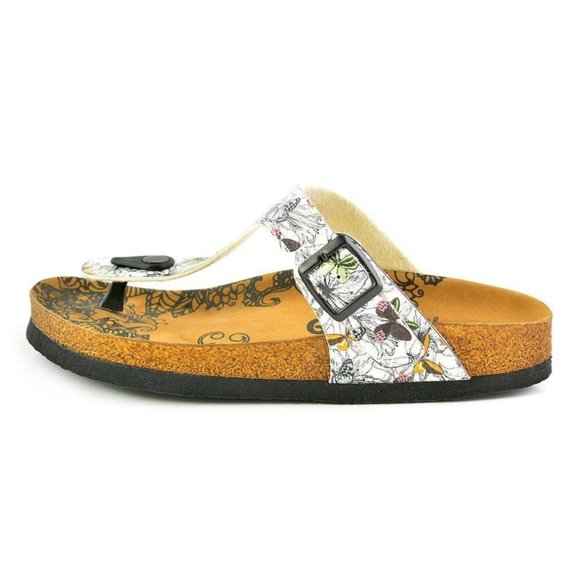 White Butterfly T-Strap Sandal - Calceo Line of Goby Shoes - Picture 3 of 5